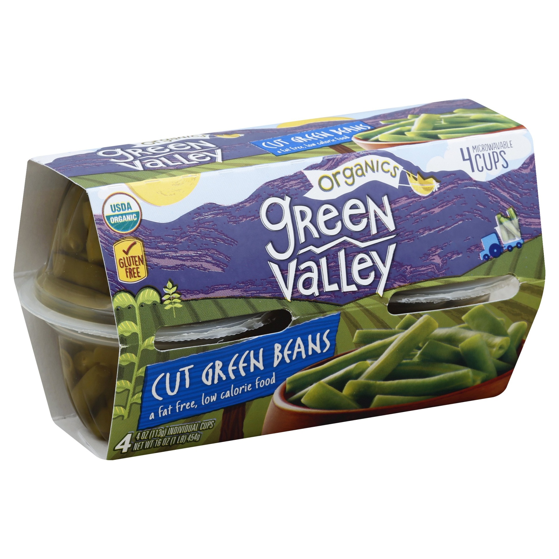 slide 1 of 1, Green Valley Organics Cut Green Beans, 4 ct