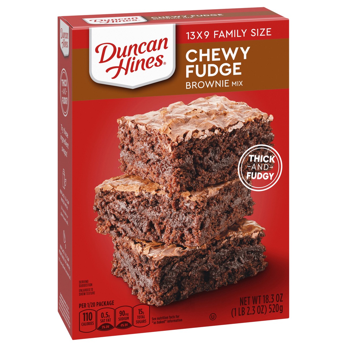 slide 2 of 9, Duncan Hines Family Size Chewy Fudge Brownie Mix 18.3 oz, 18.3 oz
