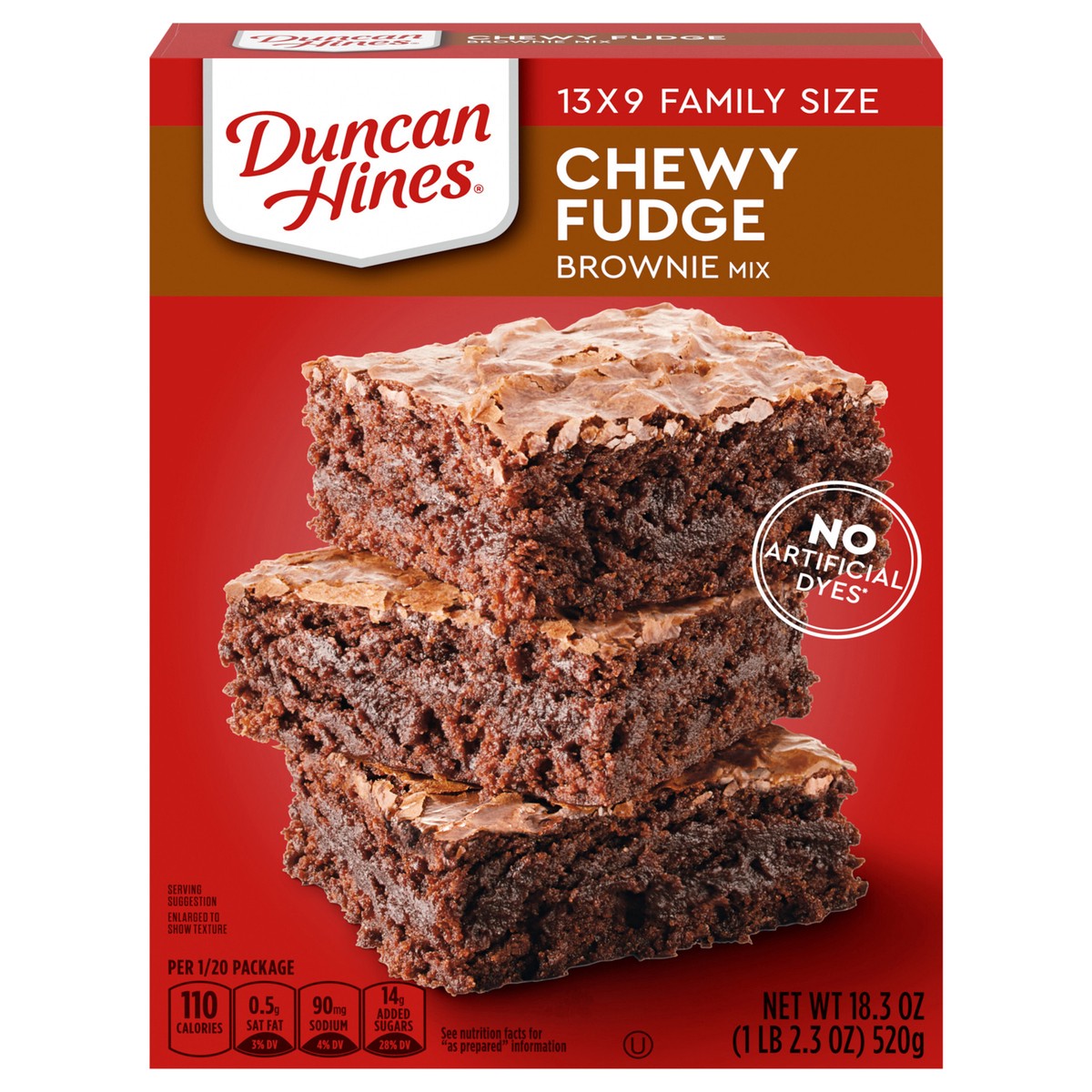 slide 1 of 9, Duncan Hines Family Size Chewy Fudge Brownie Mix, 18.3 oz., 18.3 oz