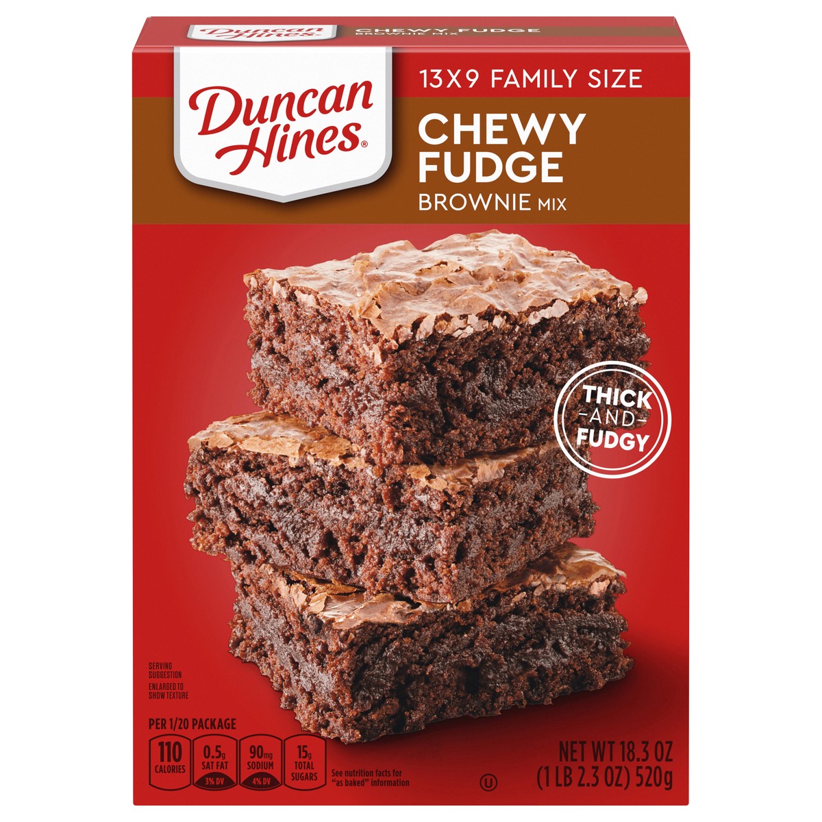 slide 1 of 9, Duncan Hines Family Size Chewy Fudge Brownie Mix 18.3 oz, 18.3 oz