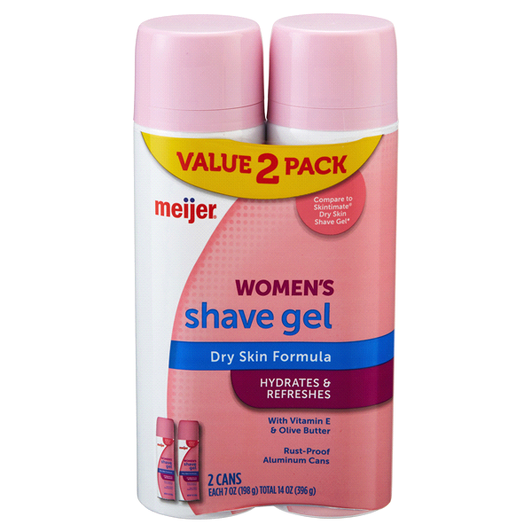 slide 1 of 1, Meijer Women's Shave Gel Dry Skin Formula each total), 2 ct; 7 oz
