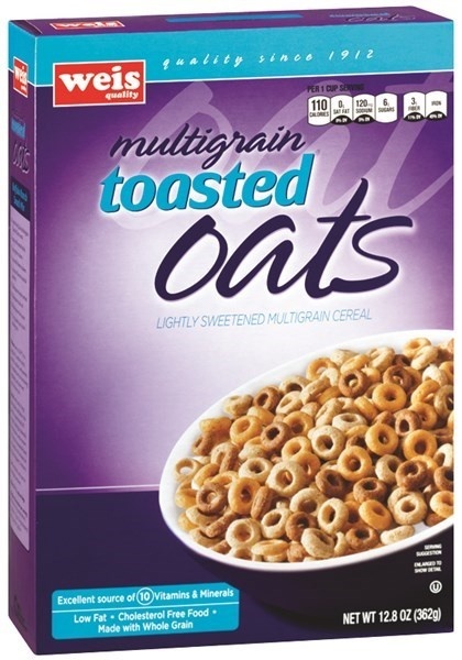 slide 1 of 1, Weis Quality Multigrain Toasted Oats Cereal, 12.8 oz