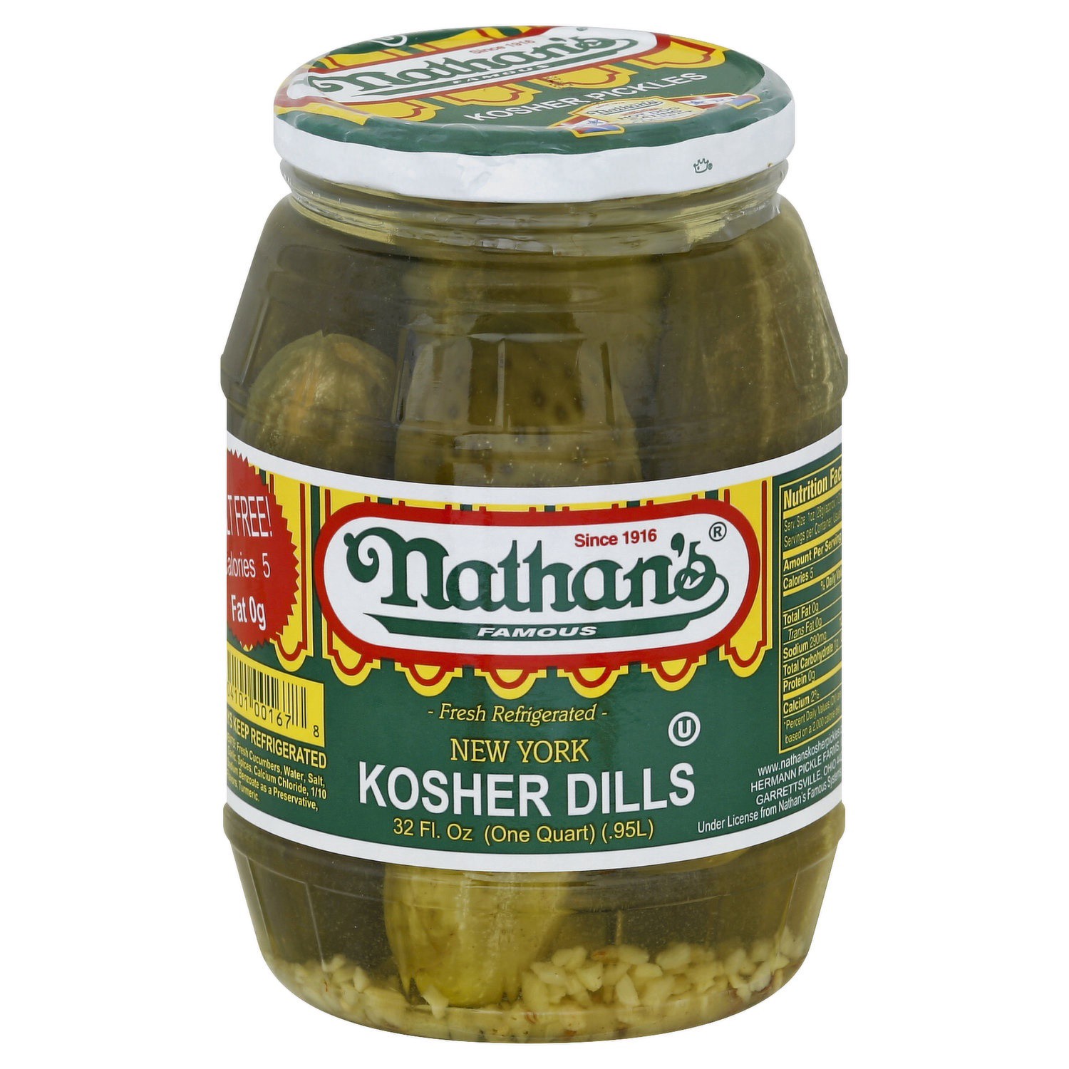 slide 1 of 2, Nathan's Famous Nathans Pickles Dill Whole 32Oz, 32 oz