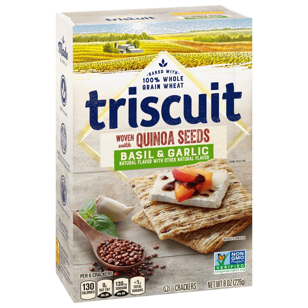 slide 2 of 9, Triscuit Basil & Garlic With Quinoa Seeds Whole Wheat Crackers, 8 oz, 8 oz