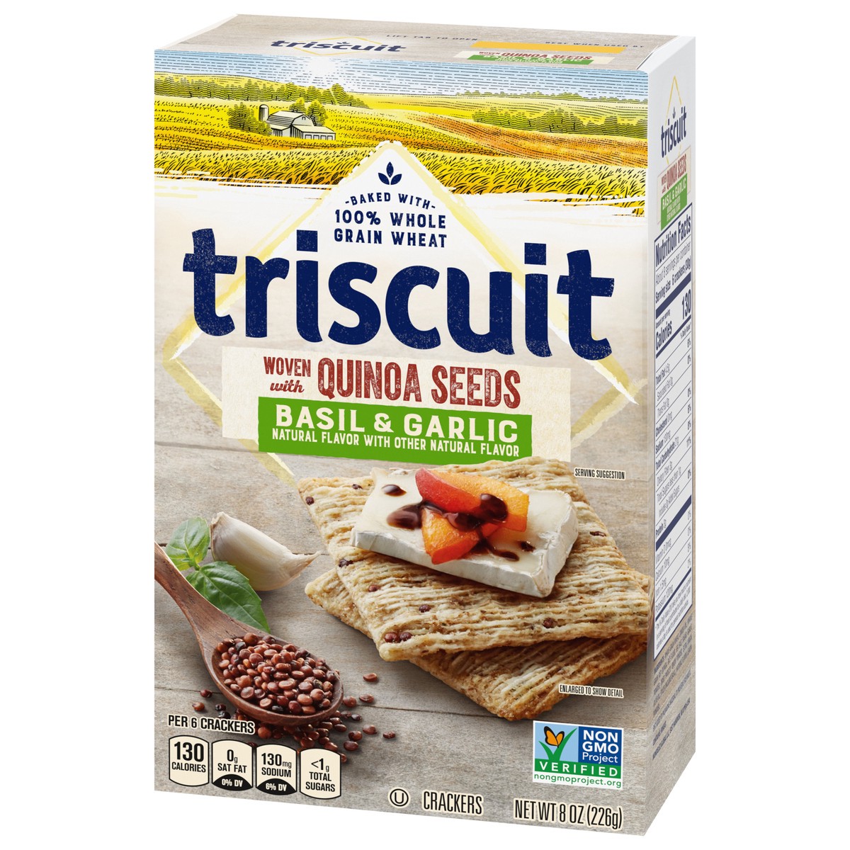 slide 3 of 9, Triscuit Basil & Garlic With Quinoa Seeds Whole Wheat Crackers, 8 oz, 8 oz