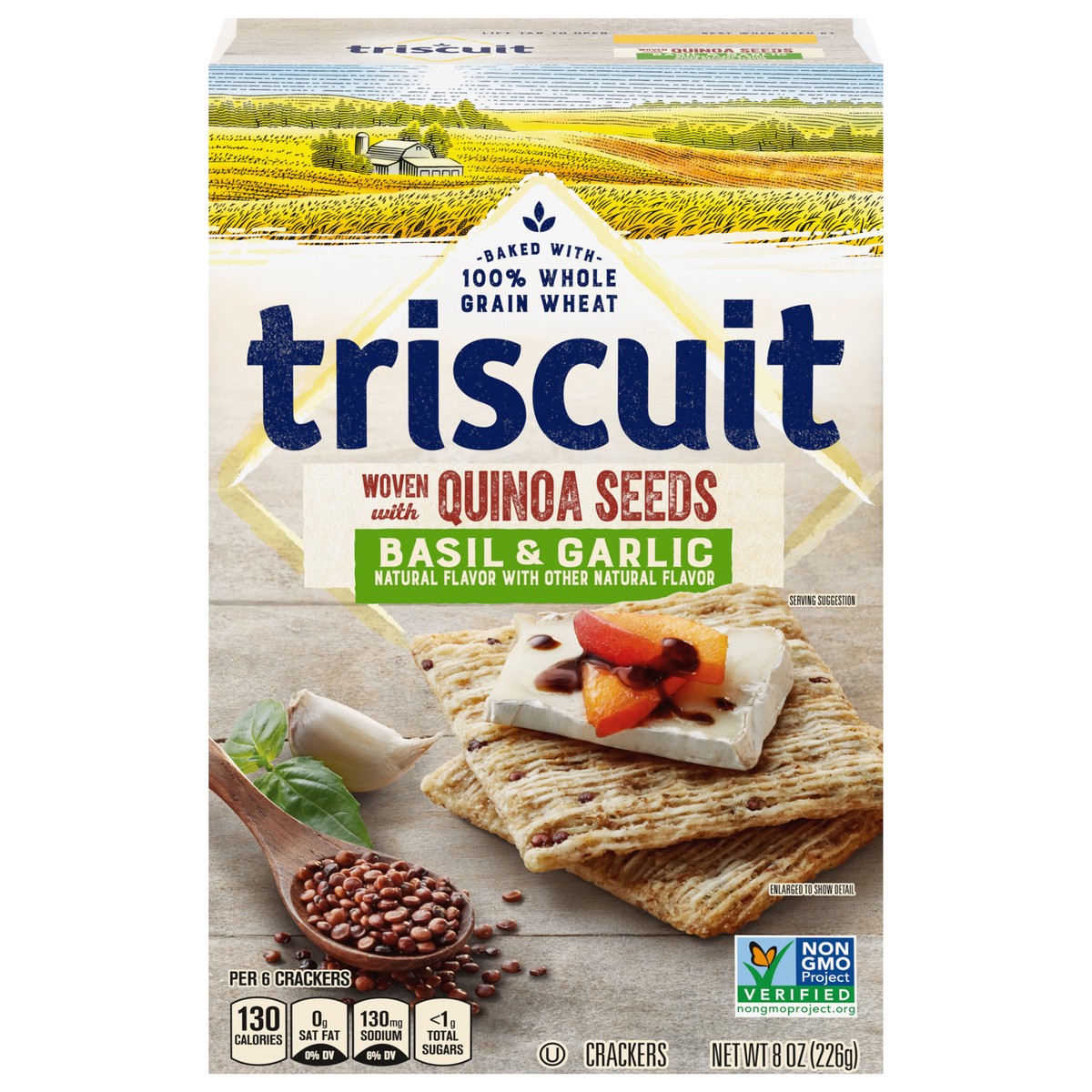 slide 1 of 9, Triscuit Basil & Garlic With Quinoa Seeds Whole Wheat Crackers, 8 oz, 8 oz