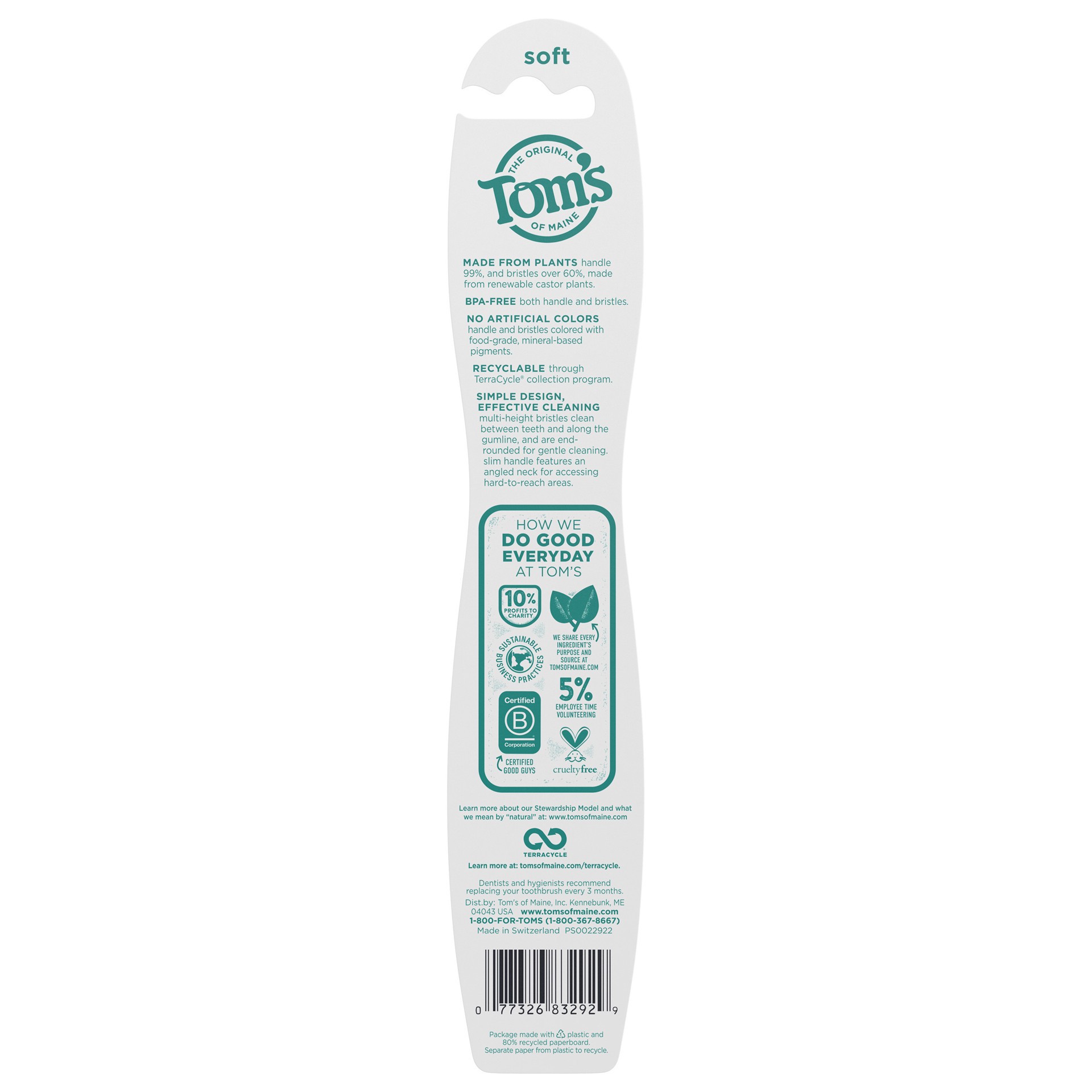 slide 3 of 4, Tom's of Maine Naturally Clean Toothbrush, Soft, 6-Pack, 1 ct