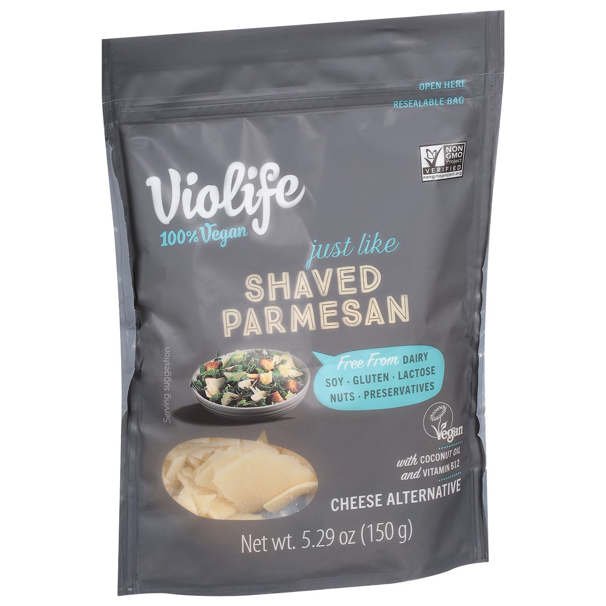 slide 11 of 11, Violife Just Like Shaved Parmesan, Dairy-Free Vegan, 5.29 oz Bag, 1 ct