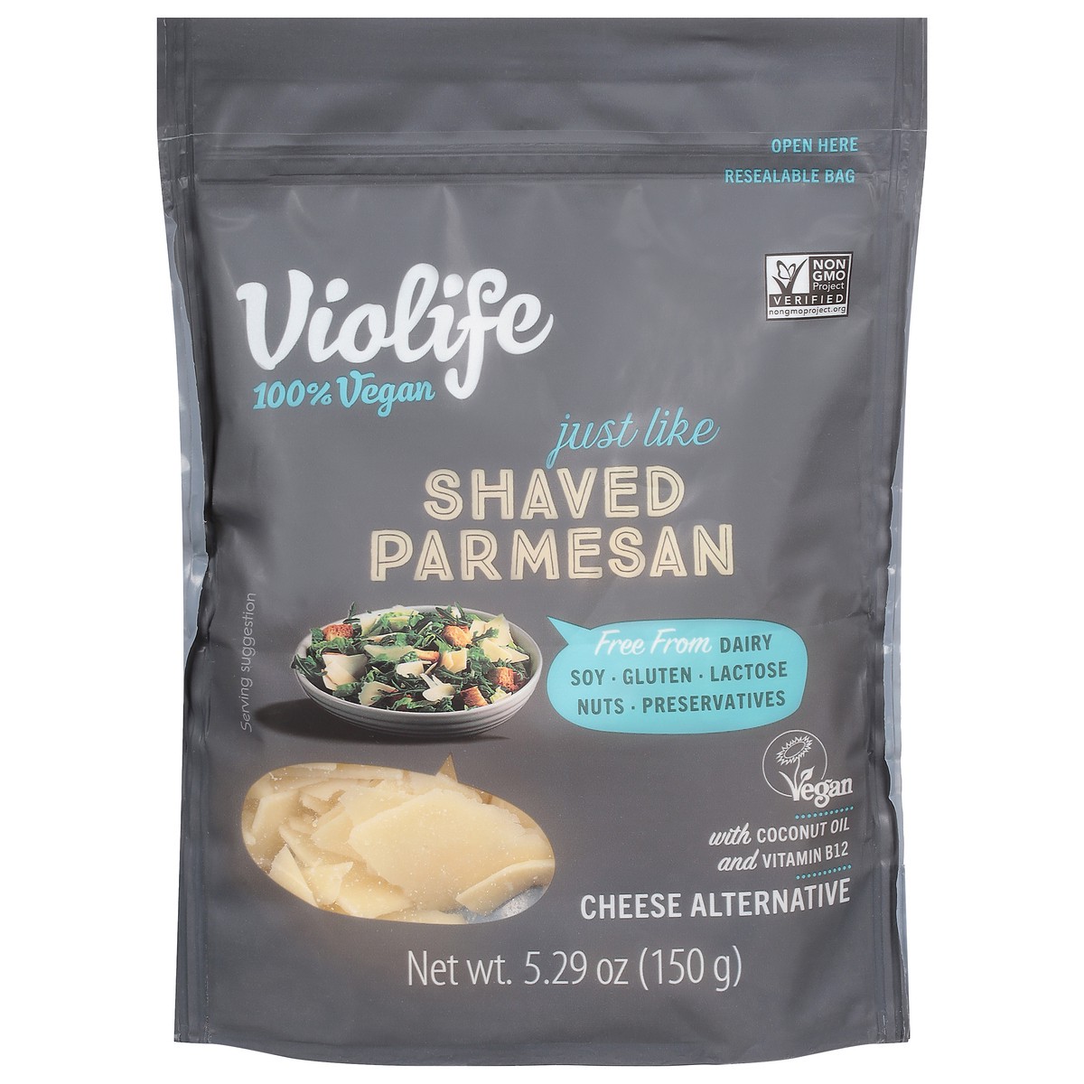 slide 8 of 11, Violife Just Like Shaved Parmesan, Dairy-Free Vegan, 5.29 oz Bag, 1 ct