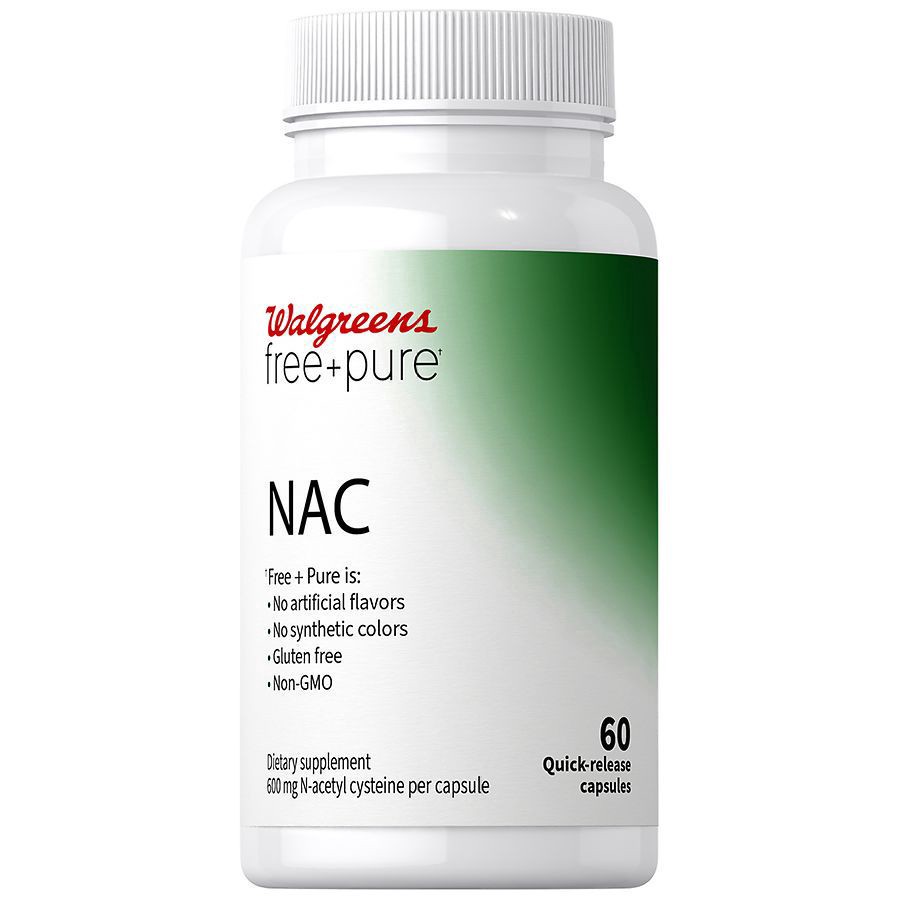 slide 1 of 3, Walgreens Free & Pure N-Acetyl Capsules, 60 ct