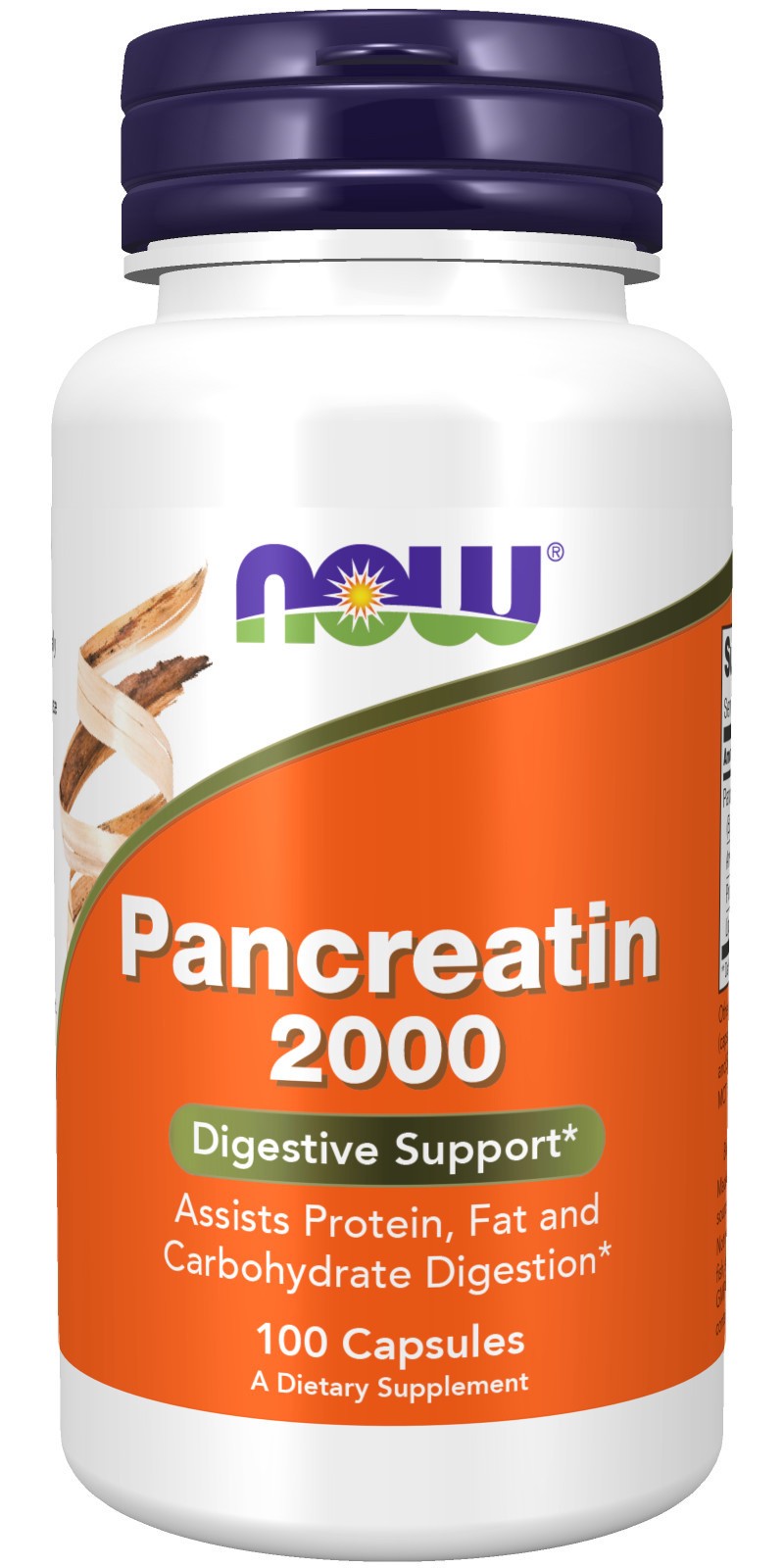 slide 1 of 4, NOW Pancreatin 2000 - 100 Capsules, 200 mg