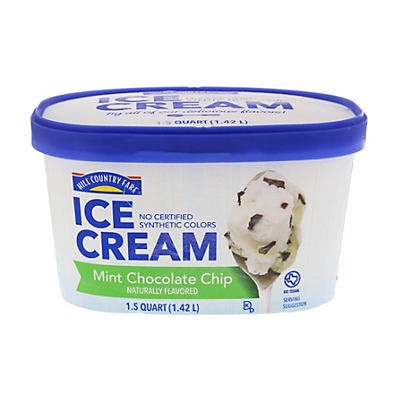 slide 1 of 1, Hill Country Fare Mint Chocolate Chip Ice Cream, 1.5 qt