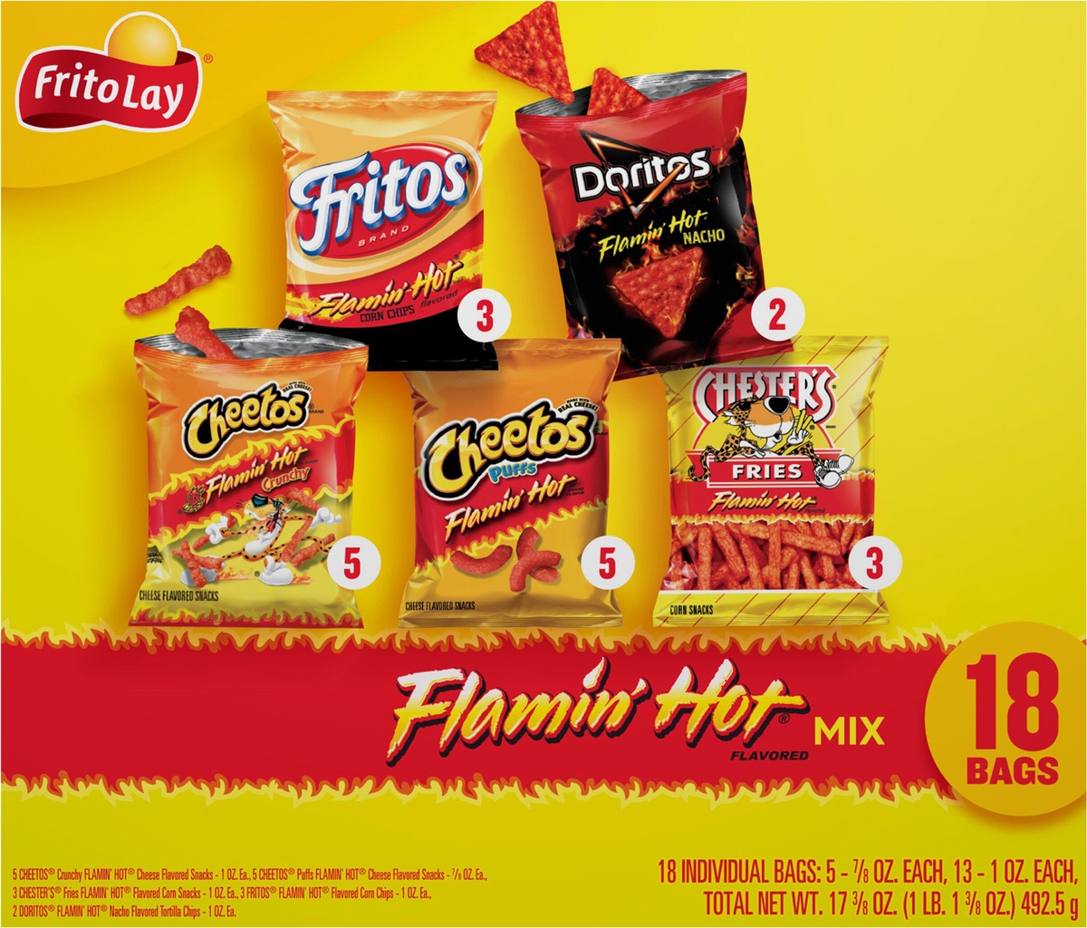 slide 9 of 11, Frito-Lay Flamin' Hot Mix Snacks Variety Pack, 18 ct