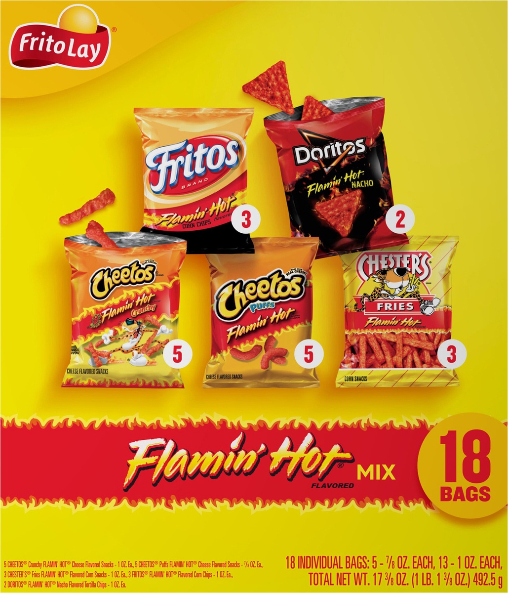 slide 10 of 11, Frito-Lay Flamin' Hot Mix Snacks Variety Pack, 18 ct