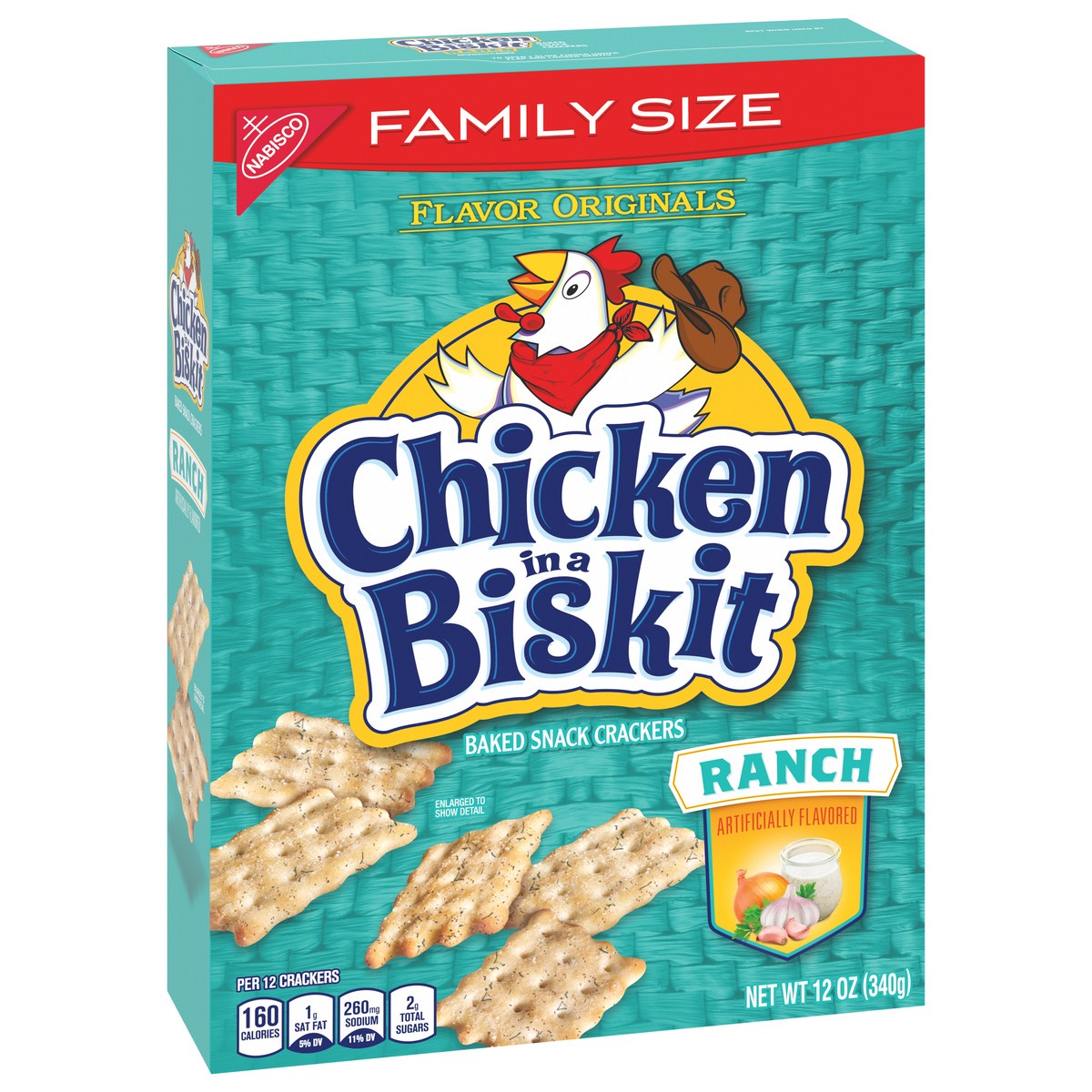 slide 4 of 9, Chicken in a Biskit Ranch Baked Snack Crackers Family Size 12 oz, 12 oz