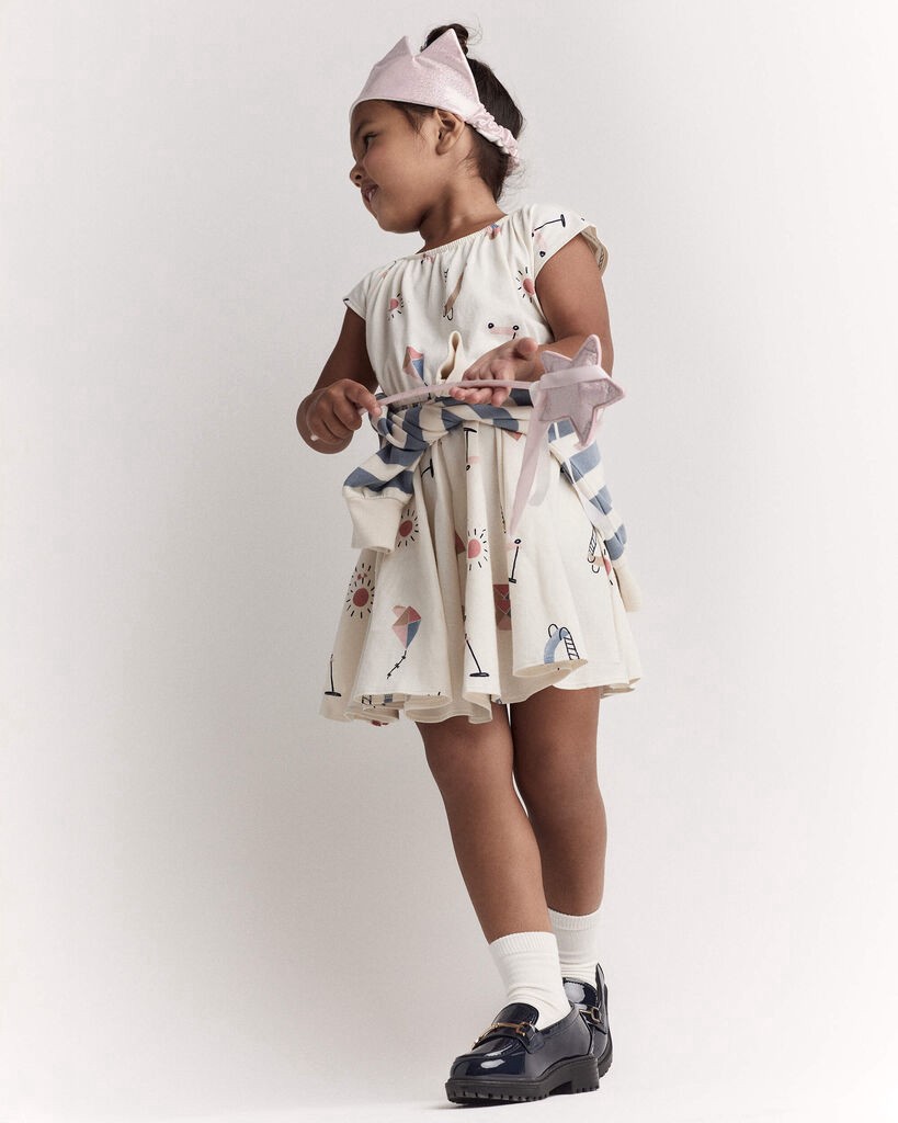 slide 3 of 8, Otteravenue Toddler Girl Avenue Twirl™ Dress in Park Day Print - Cream Cream 3T, 1 ct