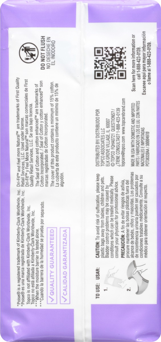 slide 4 of 9, TopCare Everyday Long Length Bladder Control Very Light Absorbency Liners for Women 44 Each, 44 ct