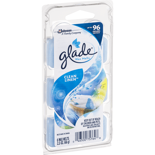 slide 2 of 9, Glade Wax Melts Clean Linen, 6 ct