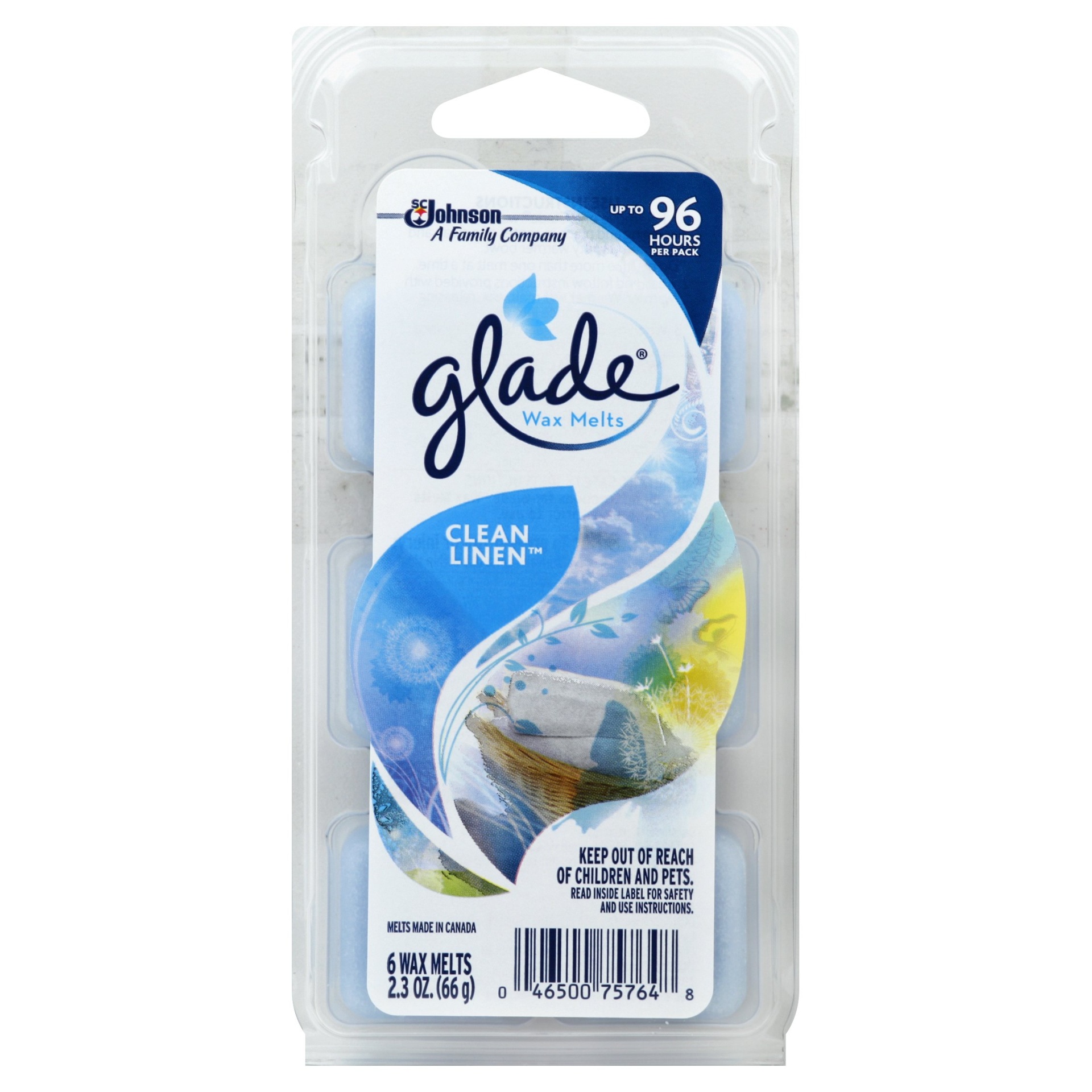 slide 1 of 9, Glade Wax Melts Clean Linen, 6 ct