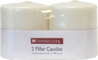 slide 1 of 1, Everyday Living Unscented Pillar Candle - White, 2 ct; 3 in x 8 in