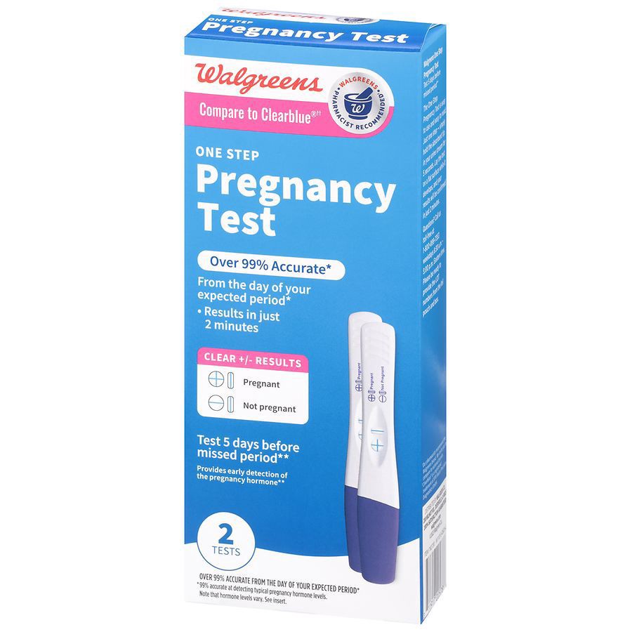 slide 3 of 3, Walgreens One Step Pregnancy Tests, 1 ct