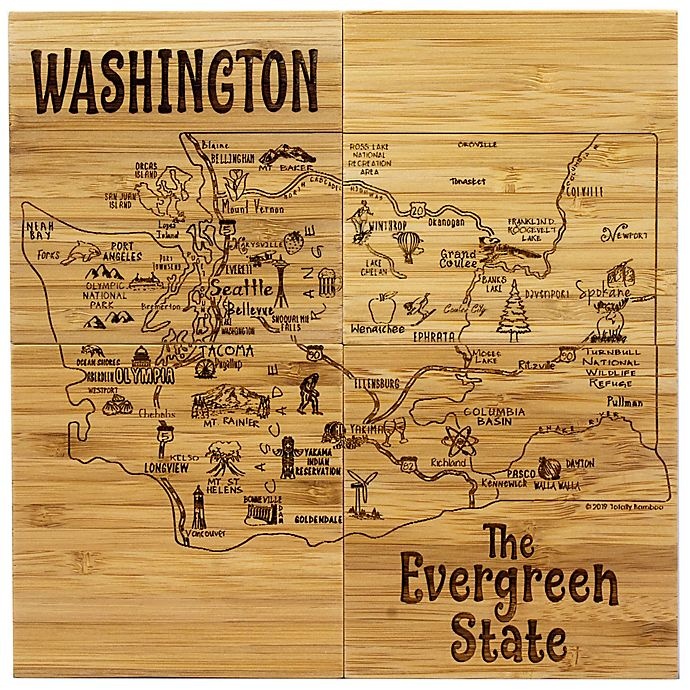 slide 2 of 2, Totally Bamboo Washington Puzzle Coaster Set, 5 ct