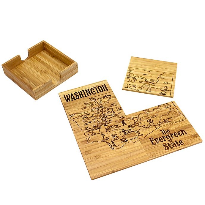 slide 1 of 2, Totally Bamboo Washington Puzzle Coaster Set, 5 ct