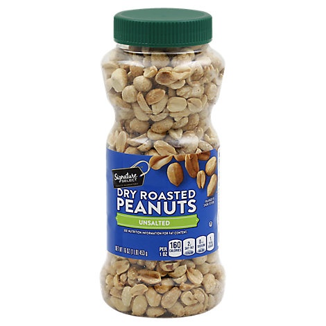 slide 1 of 1, Signature Select Peanuts Dry Roasted Unsalted, 16 oz