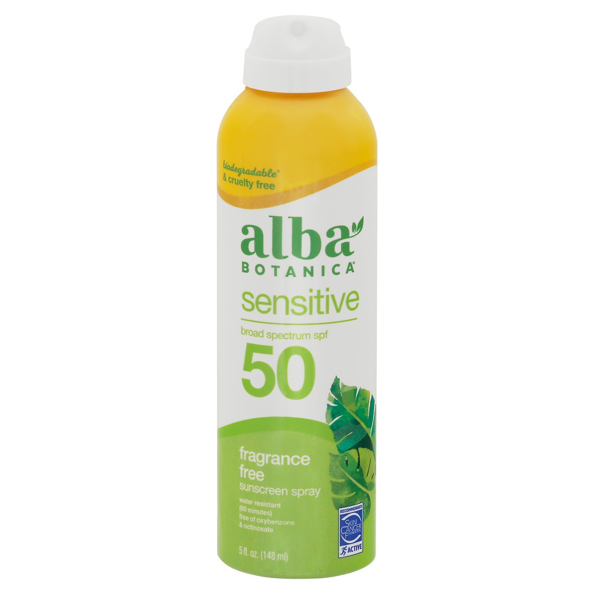 slide 1 of 1, Alba Botanica Sensitive Broad Spectrum SPF 50 Fragrance Free Sunscreen Spray 5 fl oz, 5 fl oz