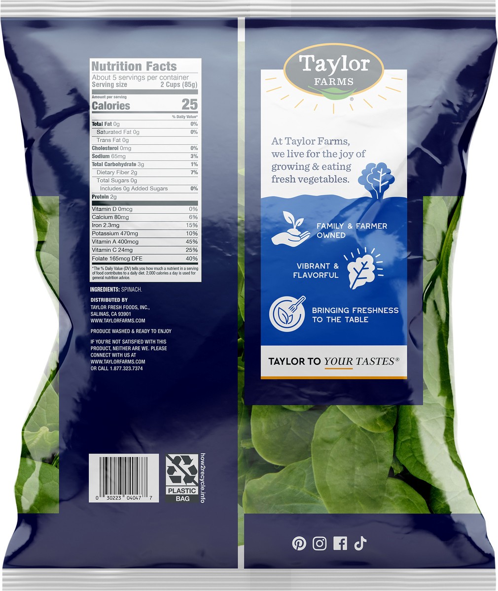 slide 8 of 8, Taylor Farms Spinach, 16 oz