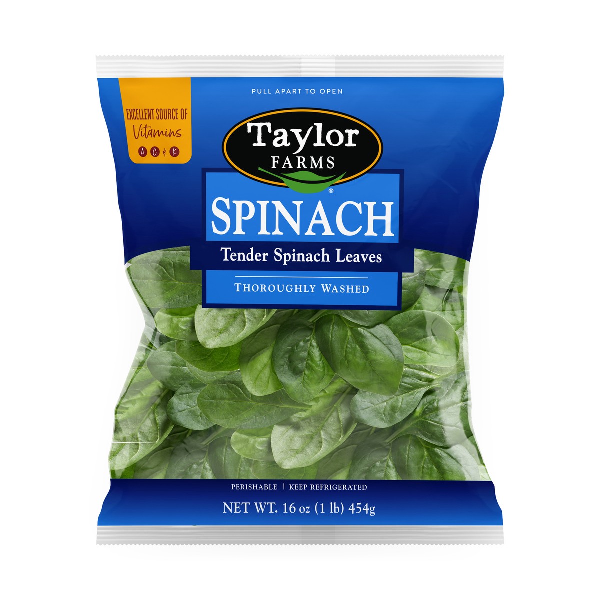 slide 5 of 8, Taylor Farms Spinach, 16 oz
