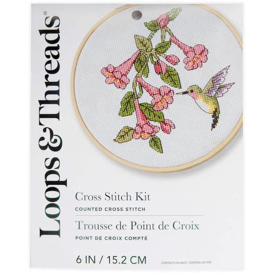 slide 1 of 3, Hummingbird Counted Cross Stitch Kit By Loops & Threads, 6 in