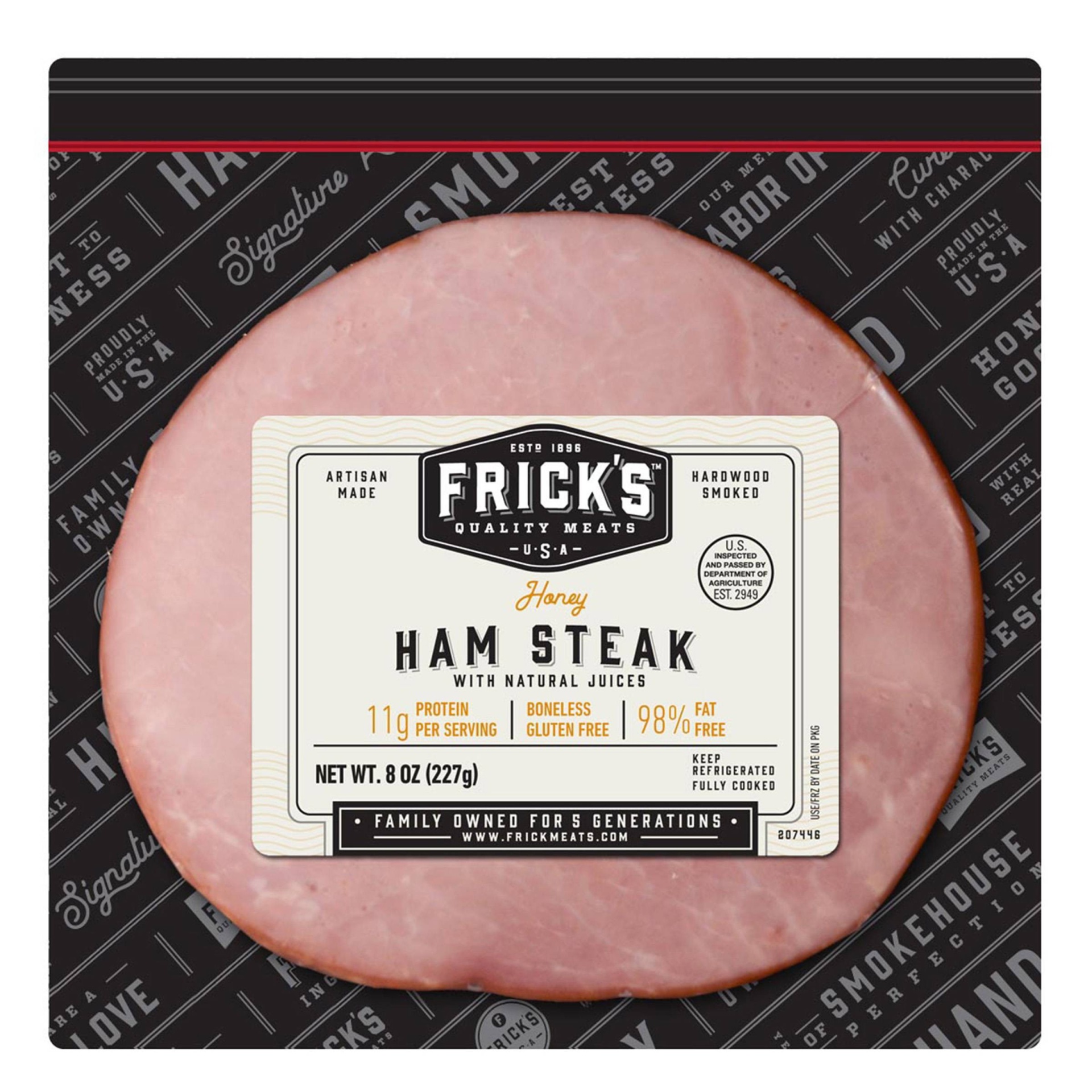 slide 1 of 1, Frick's Quality Meats Honey Ham Steak, 8 oz