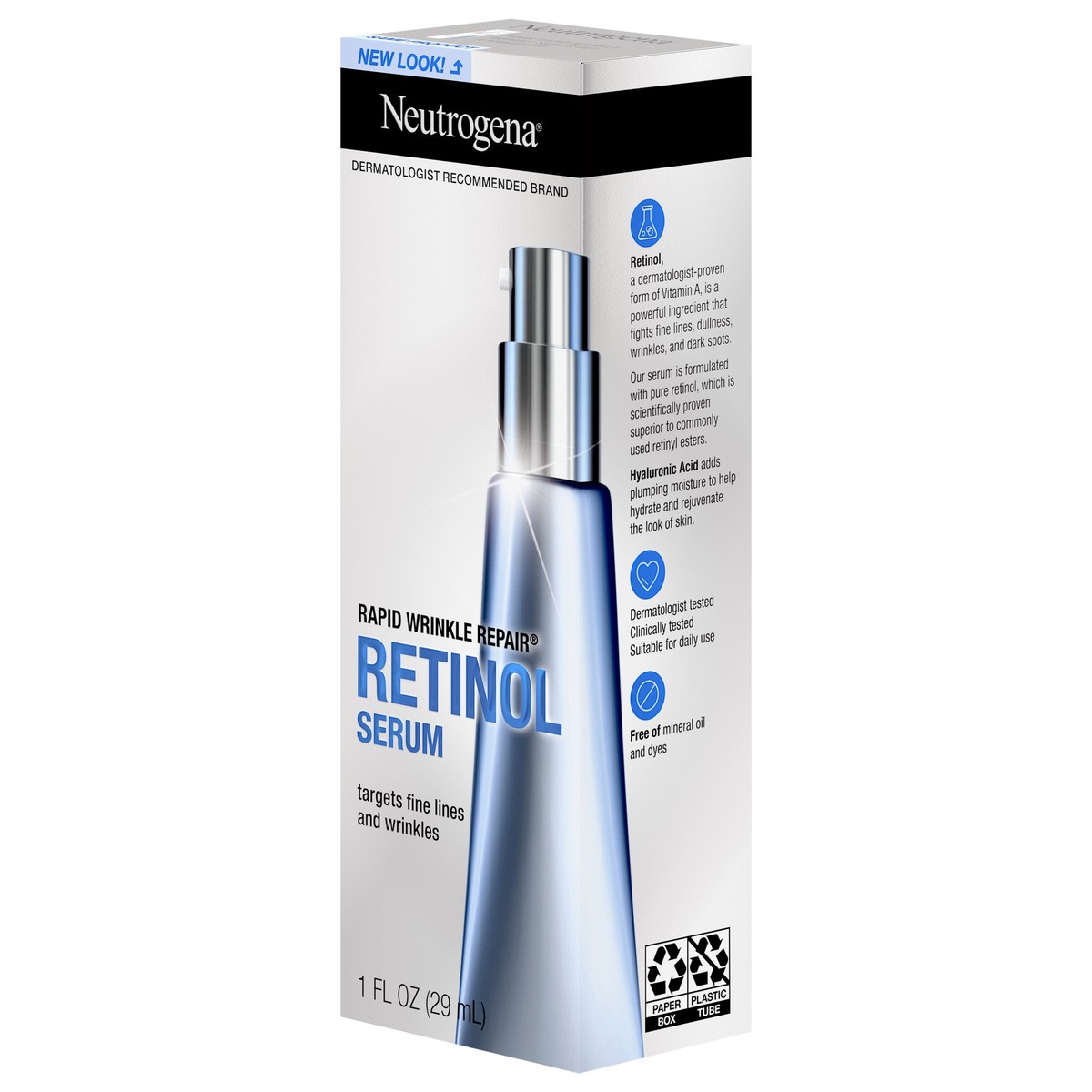 slide 2 of 6, Neutrogena Rapid Wrinkle Repair Retinol Face Serum, Daily Anti-Aging Serum for Face with Retinol & Hyaluronic Acid to Fight Fine Lines, Wrinkles, & Dark Spots, 1 fl. oz, 1 fl oz