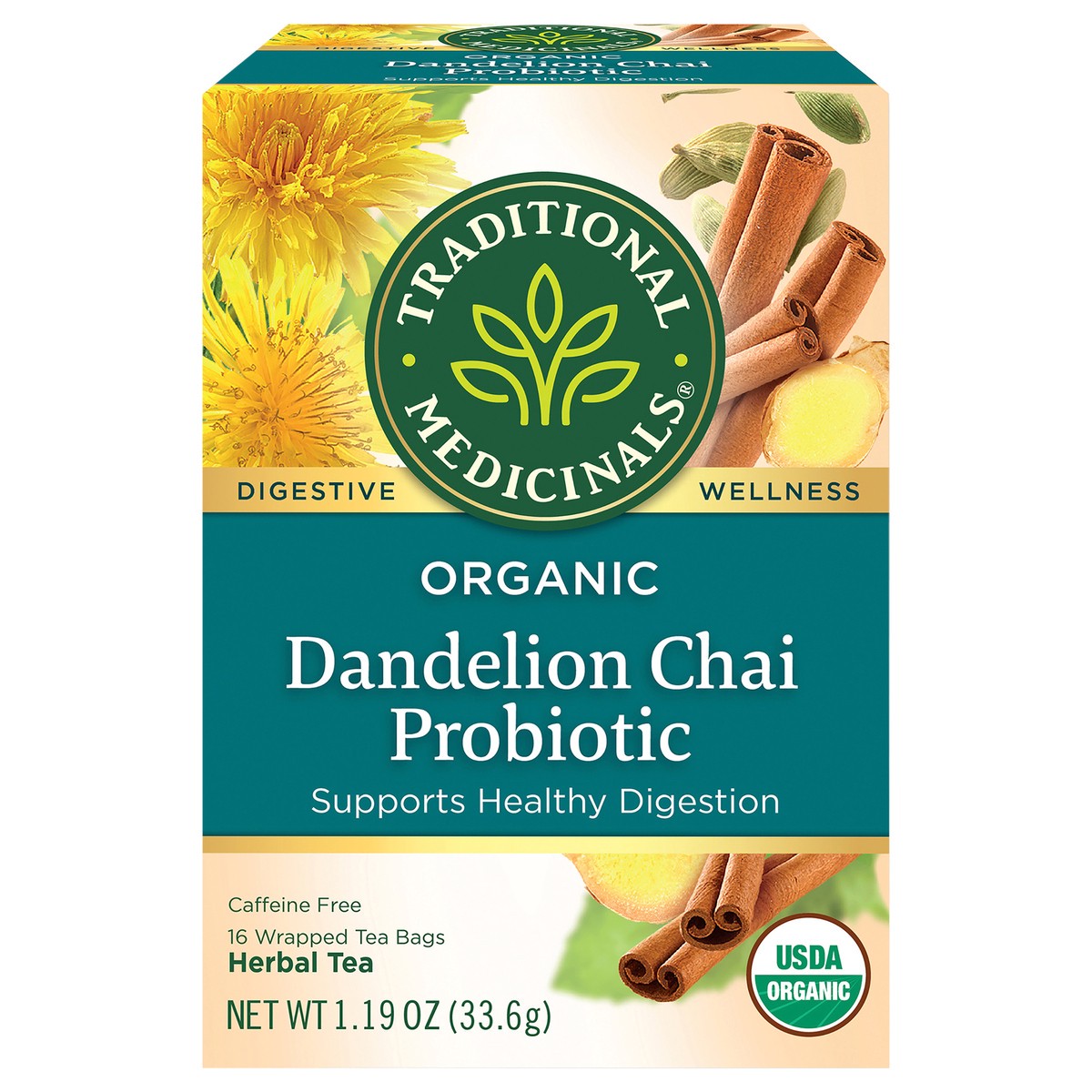 slide 1 of 1, Traditional Medicinals Dandelion Chai Probiotic - 16 ct, 16 ct