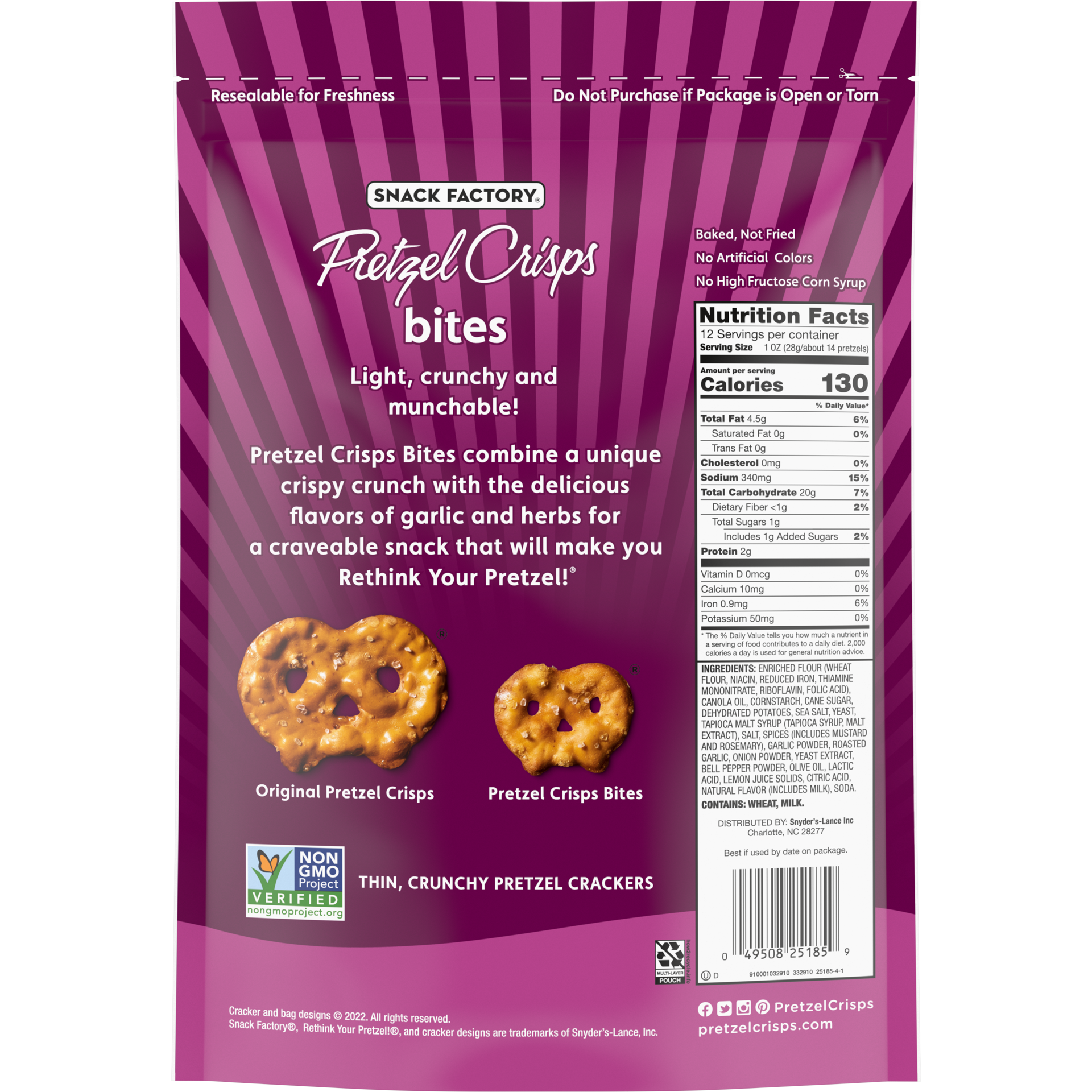 slide 4 of 5, Snack Factory Pretzel Crisps Bites, Garlic & Herb Pretzels, 12 Oz, 12 oz