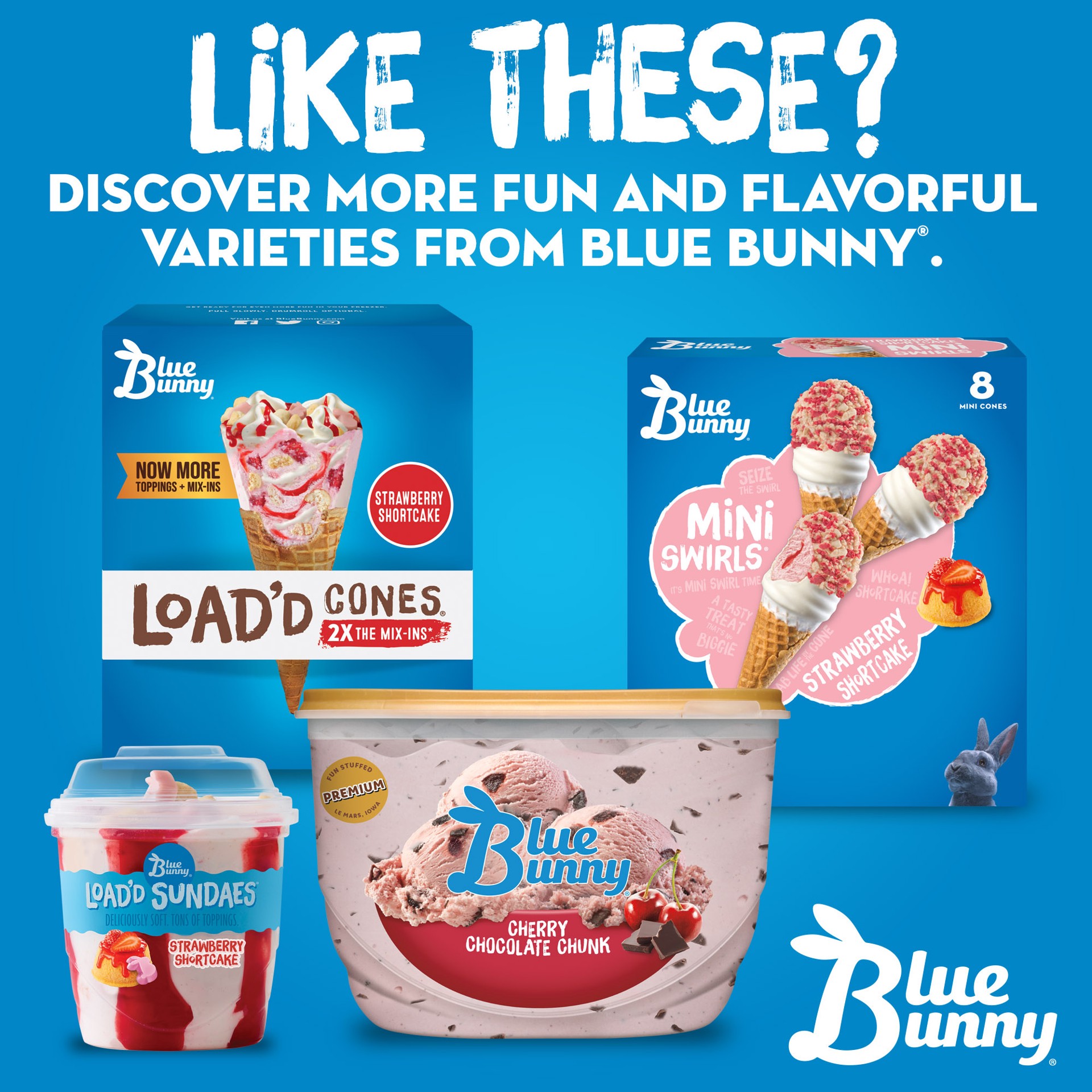 slide 2 of 5, Blue Bunny Load'd Bars Strawberry Shortcake, Frozen Dessert, 4 Pack, 4 ct; 3.35 fl oz