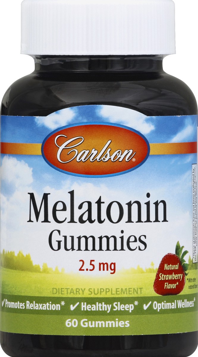 slide 2 of 2, Carlson Melatonin Strawberry Flavor Gummies, 60 ct