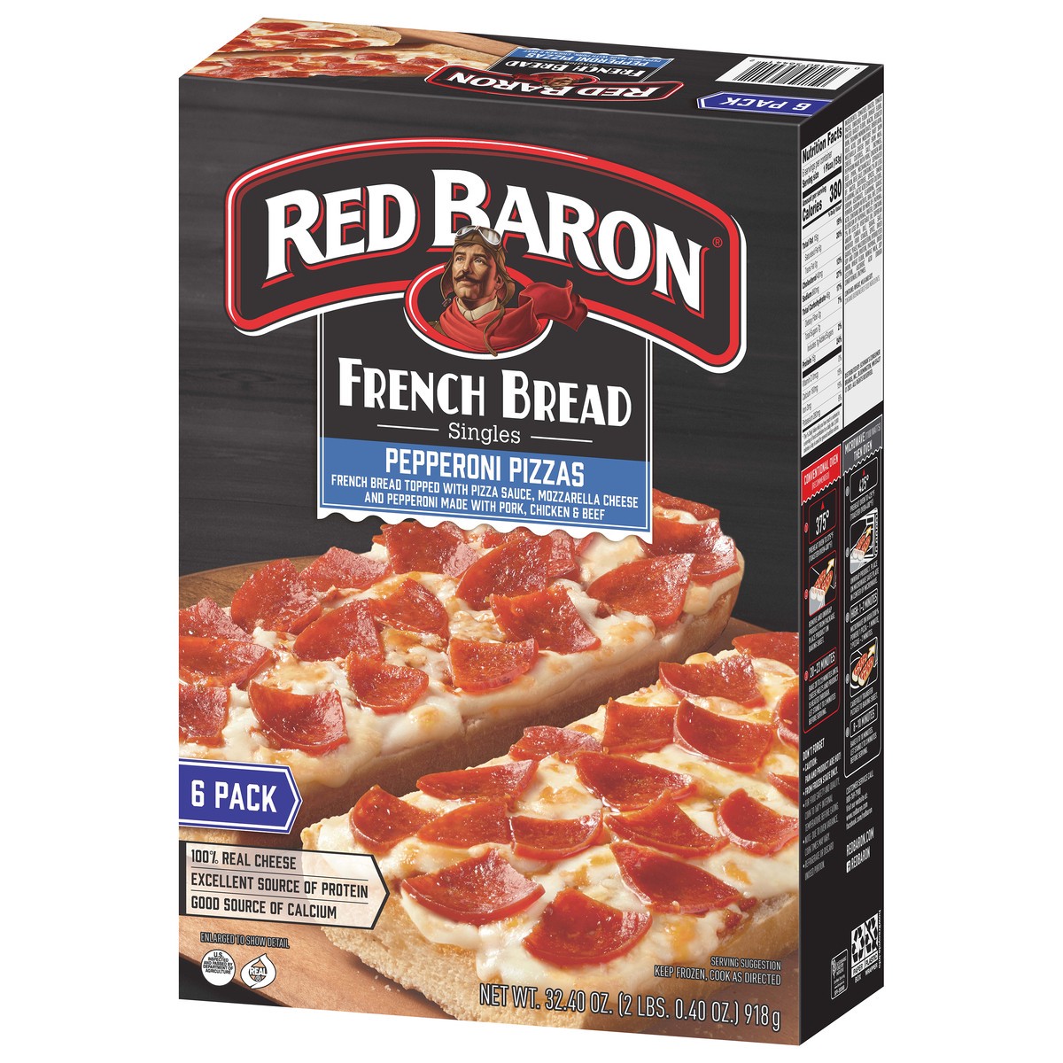 slide 8 of 9, Red Baron Pizza French Bread Singles Pepperoni Value Pack 6 Count - 32.4 Oz, 32.4 oz