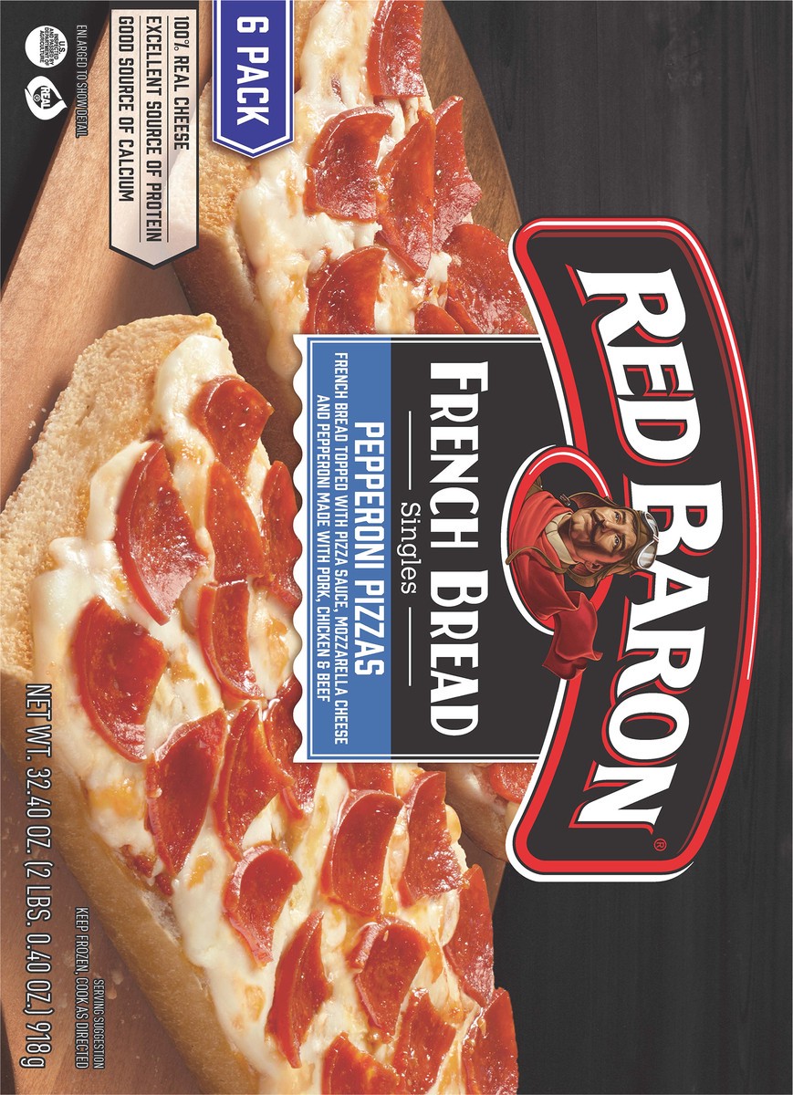 slide 2 of 9, Red Baron Pizza French Bread Singles Pepperoni Value Pack 6 Count - 32.4 Oz, 32.4 oz