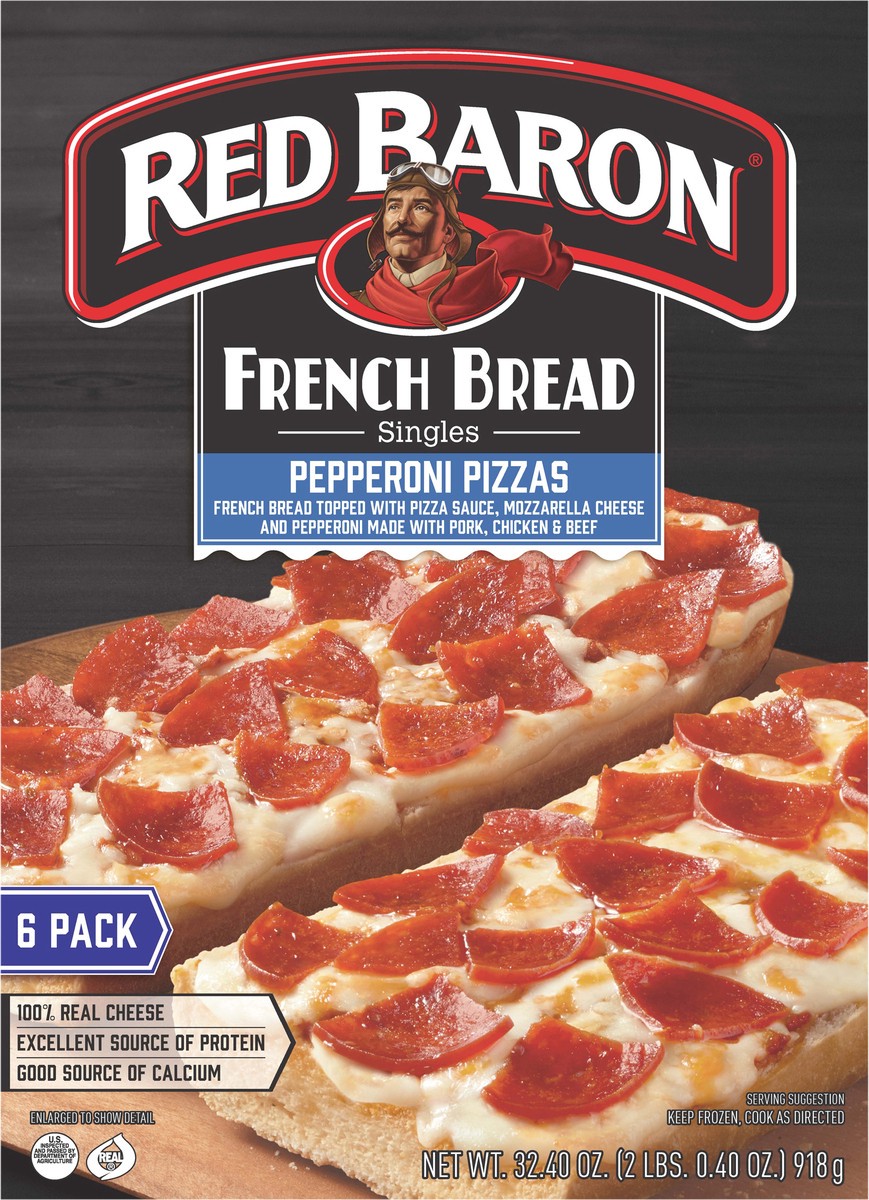 slide 9 of 9, Red Baron Pizza French Bread Singles Pepperoni Value Pack 6 Count - 32.4 Oz, 32.4 oz