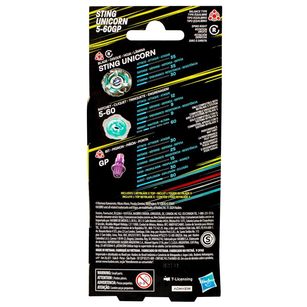 slide 3 of 4, Beyblade X Sting Unicorn 5-60GP Booster Pack Set, 1 ct