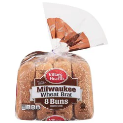 Village Hearth Wheat Brat Buns - 8 ea