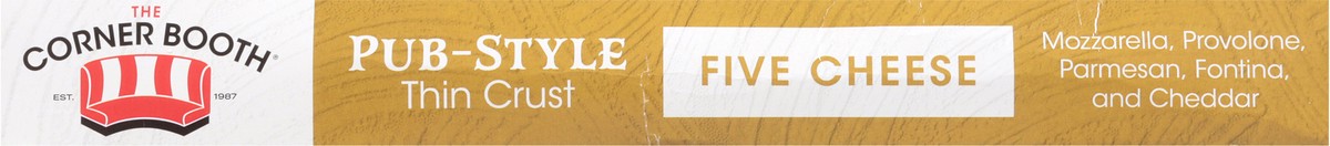 slide 10 of 13, The Corner Booth Premium Pub-Style Thin Crust Five Cheese Pizza 19.75 oz, 19.75 oz