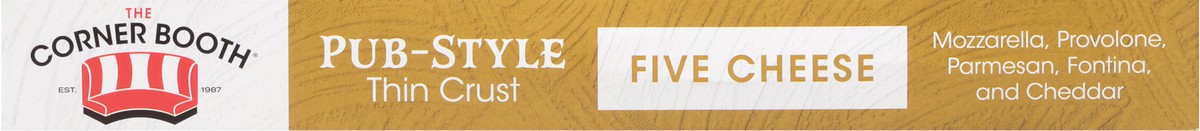 slide 12 of 13, The Corner Booth Premium Pub-Style Thin Crust Five Cheese Pizza 19.75 oz, 19.75 oz