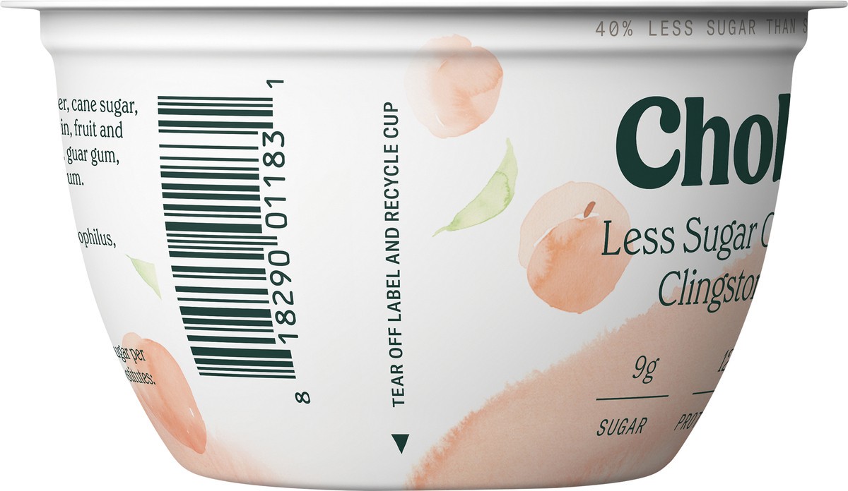 slide 3 of 6, Chobani Yogurt, Greek, Less Sugar, Clingstone Peach, 5.3 oz