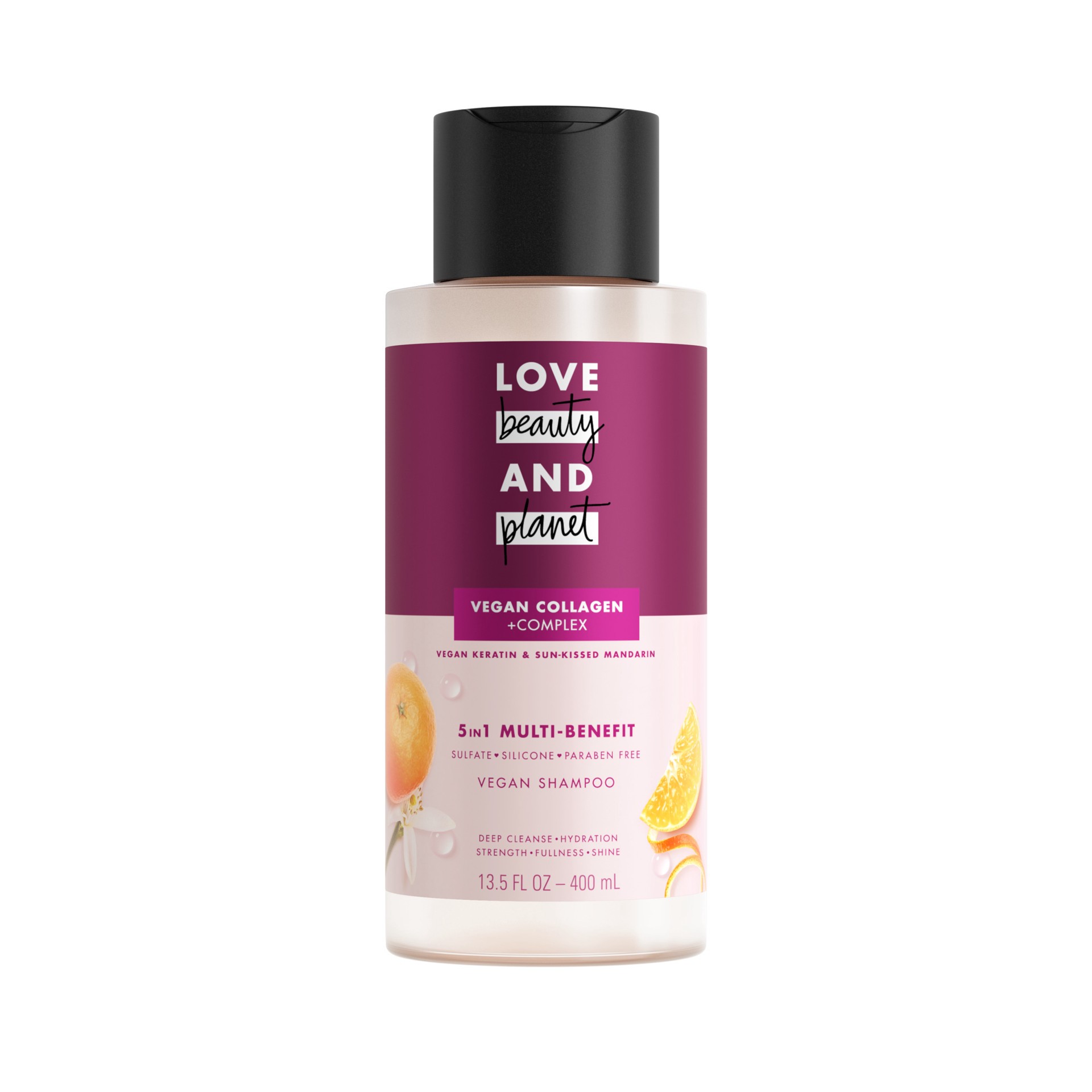 slide 1 of 9, Love Beauty and Planet 5-in-1 Multi-Benefit Shampoo Vegan Keratin Collagen & Sun-Kissed Mandarin, 13.5 oz, 13.5 oz