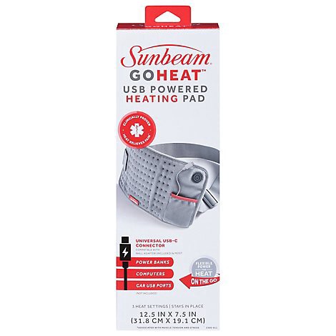 slide 1 of 1, Sunbeam Heating Pad Usbc With Wall Adapter - Each, 1 ct