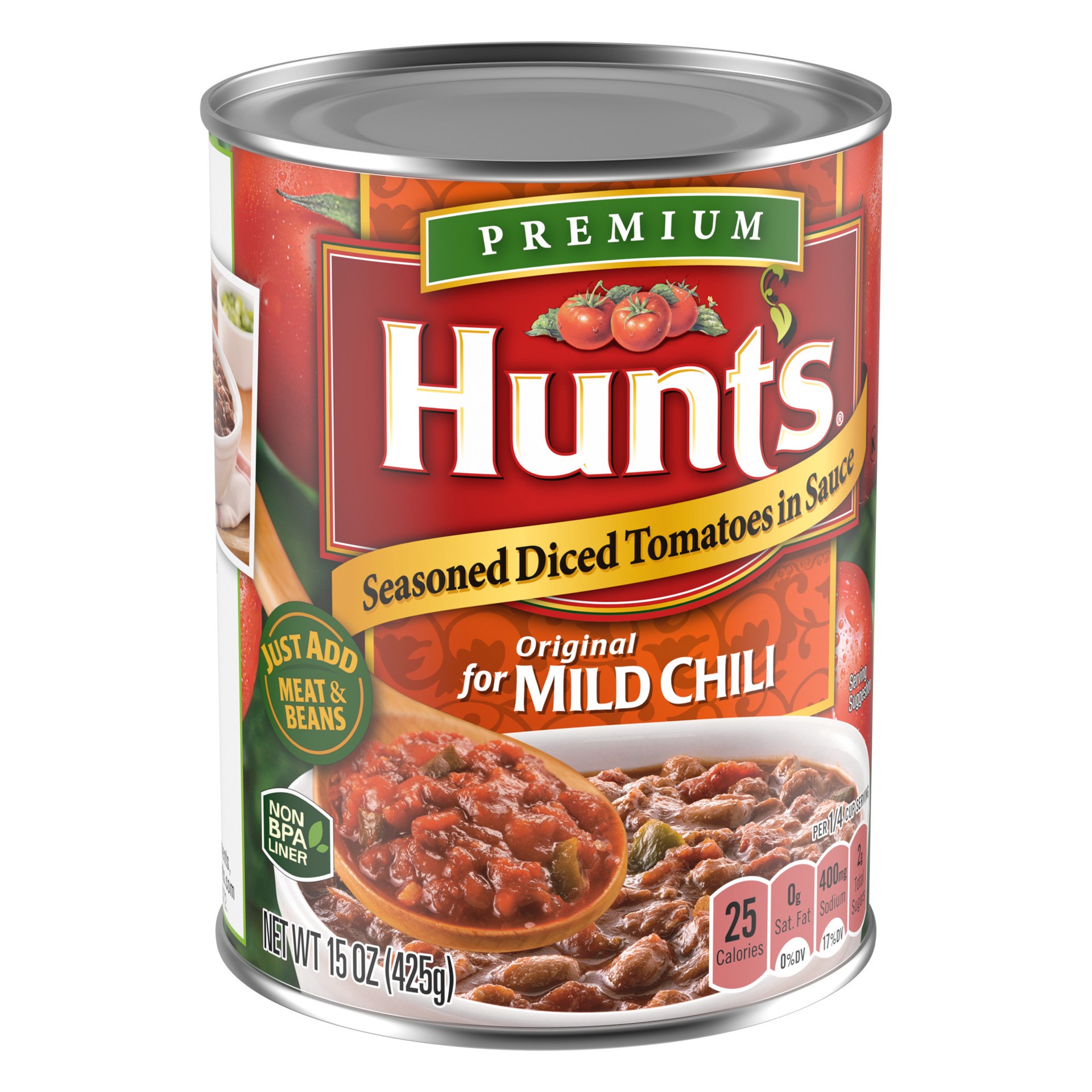 slide 5 of 5, Hunt's Premium For Mild Chili In Sauce Seasoned Diced Original Tomatoes 15 oz, 15 oz