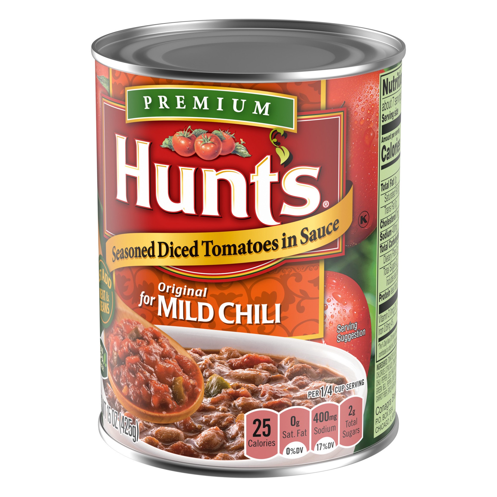 slide 2 of 5, Hunt's Premium For Mild Chili In Sauce Seasoned Diced Original Tomatoes 15 oz, 15 oz